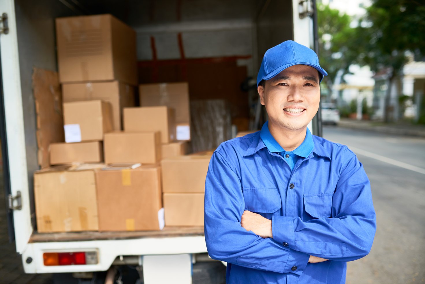 Smiling Young Delivery Truck Driver